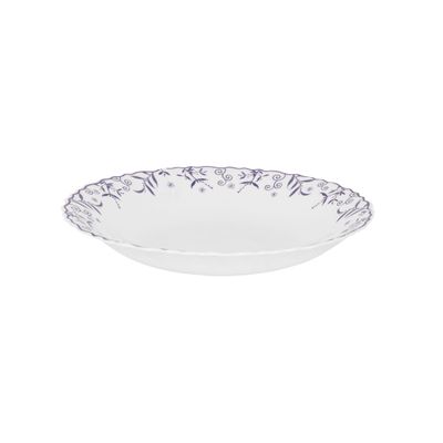 Royalford 8.5" Opalware Soup Plate- RF12232|White Plate with Elegant Floral Print| Non-Toxic and Hygienic Food-Grade Material| Dishwasher and Microwave Safe, Perfect for Serving And Eating Soups | White