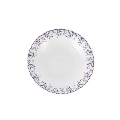 Royalford 8.5" Opalware Soup Plate- RF12232|White Plate with Elegant Floral Print| Non-Toxic and Hygienic Food-Grade Material| Dishwasher and Microwave Safe, Perfect for Serving And Eating Soups | White