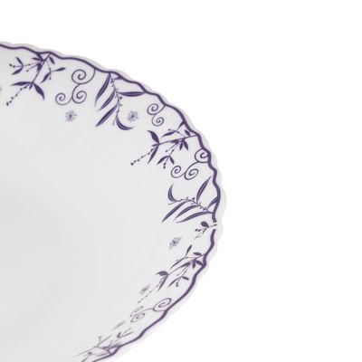 Royalford 8.5" Opalware Soup Plate- RF12232|White Plate with Elegant Floral Print| Non-Toxic and Hygienic Food-Grade Material| Dishwasher and Microwave Safe, Perfect for Serving And Eating Soups | White