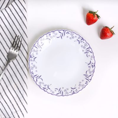 Royalford 7.5" Opalware Dessert Plate- RF12233| Premium-Quality, Light-Weight and Food-Grade Plate, Elegant and Durable| Dishwasher and Microwave Safe, Perfect for Serving Desserts Like Cake, Ice Cream, Pie, Etc. | White