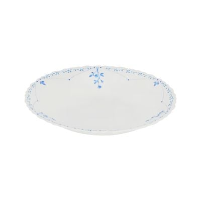 Royalford 8.5" Opalware Soup Plate- RF12216|White Plate with Elegant Floral Print| Non-Toxic and Hygienic Food-Grade Material| Dishwasher and Microwave Safe, Perfect for Serving And Eating Soups | White