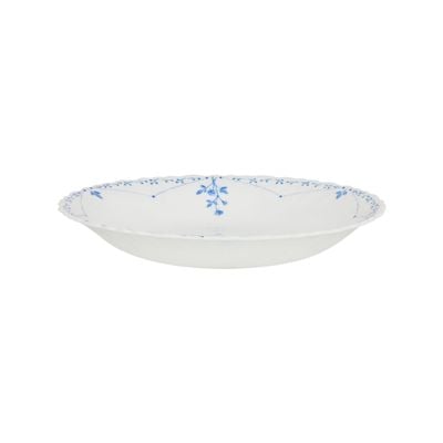 Royalford 8.5" Opalware Soup Plate- RF12216|White Plate with Elegant Floral Print| Non-Toxic and Hygienic Food-Grade Material| Dishwasher and Microwave Safe, Perfect for Serving And Eating Soups | White