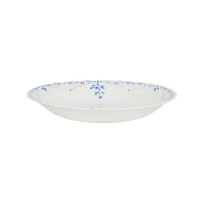 Royalford 8.5" Opalware Soup Plate- RF12216|White Plate with Elegant Floral Print| Non-Toxic and Hygienic Food-Grade Material| Dishwasher and Microwave Safe, Perfect for Serving And Eating Soups | White