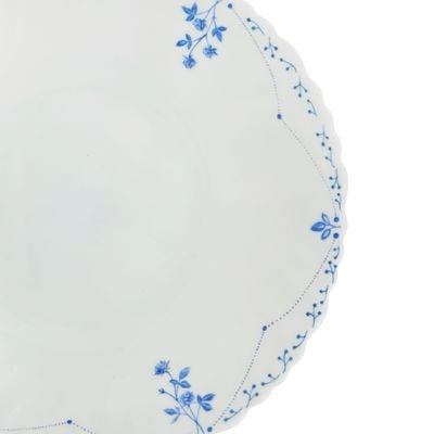 Royalford 8.5" Opalware Soup Plate- RF12216|White Plate with Elegant Floral Print| Non-Toxic and Hygienic Food-Grade Material| Dishwasher and Microwave Safe, Perfect for Serving And Eating Soups | White