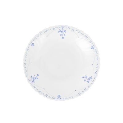 Royalford 9.5" Opalware Soup Plate- RF12215|White Plate with Elegant Floral Print| Non-Toxic and Hygienic Food-Grade Material| Dishwasher and Microwave Safe, Perfect for Serving And Eating Soups | White