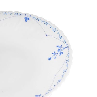 Royalford 9.5" Opalware Soup Plate- RF12215|White Plate with Elegant Floral Print| Non-Toxic and Hygienic Food-Grade Material| Dishwasher and Microwave Safe, Perfect for Serving And Eating Soups | White