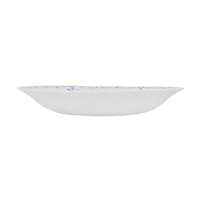 Royalford 9.5" Opalware Soup Plate- RF12215|White Plate with Elegant Floral Print| Non-Toxic and Hygienic Food-Grade Material| Dishwasher and Microwave Safe, Perfect for Serving And Eating Soups | White