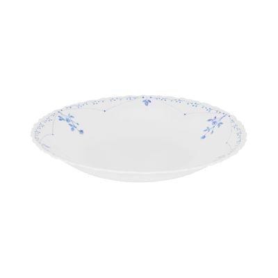 Royalford 9.5" Opalware Soup Plate- RF12215|White Plate with Elegant Floral Print| Non-Toxic and Hygienic Food-Grade Material| Dishwasher and Microwave Safe, Perfect for Serving And Eating Soups | White