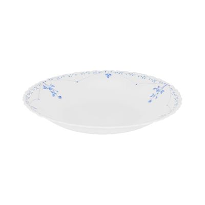 Royalford 9.5" Opalware Soup Plate- RF12215|White Plate with Elegant Floral Print| Non-Toxic and Hygienic Food-Grade Material| Dishwasher and Microwave Safe, Perfect for Serving And Eating Soups | White