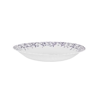 Royalford 9.5" Opalware Soup Plate- RF12231|White Plate with Elegant Floral Print| Non-Toxic and Hygienic Food-Grade Material| Dishwasher and Microwave Safe, Perfect for Serving And Eating Soups | White