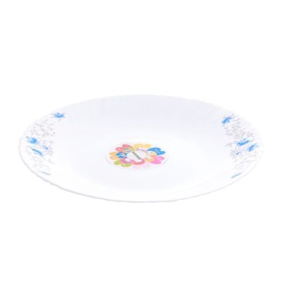 Royalford RF5678 10.5" Opal Ware Dinner Plate - Soup Plates Pasta Plates | Plate with Playful Classic decoration | Ideal for Rice, Salad, Deserts, Ice Cream & More