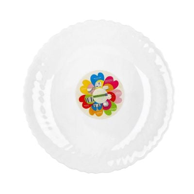 7.5" Opal Ware Spin Dessert Plate - Pasta Plates | plate with playful Classic decoration, dishwasher safe | Dishwasher Safe | Ideal for Soup, Desserts, Ice Cream & More (Spin White)