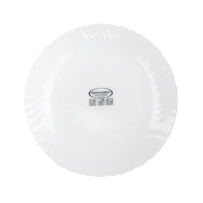 7.5" Opal Ware Spin Dessert Plate - Pasta Plates | plate with playful Classic decoration, dishwasher safe | Dishwasher Safe | Ideal for Soup, Desserts, Ice Cream & More (Spin White)