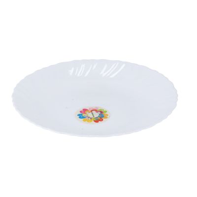 Royalford 7.5" Opal Ware Spin Dessert Plate - Pasta Plates | plate with playful Classic decoration, dishwasher safe | Dishwasher Safe | Ideal for Soup, Desserts, Ice Cream & More (Spin White)