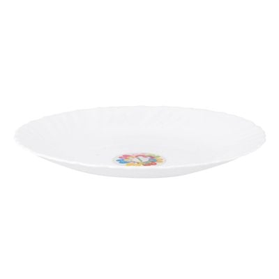 7.5" Opal Ware Spin Dessert Plate - Pasta Plates | plate with playful Classic decoration, dishwasher safe | Dishwasher Safe | Ideal for Soup, Desserts, Ice Cream & More (Spin White)