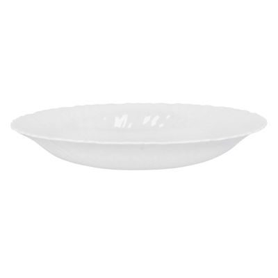Royalford 9.5" Opal Ware Spin Soup Plate Soup Plates Pasta Plates | plate with playful Classic decoration | Ideal for Soup, Desserts, Ice Cream & More (White)