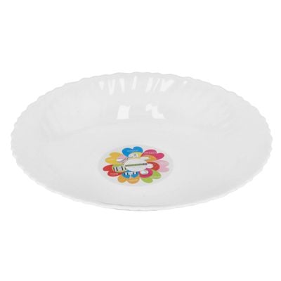 9.5" Opal Ware Spin Soup Plate Soup Plates Pasta Plates | plate with playful Classic decoration | Ideal for Soup, Desserts, Ice Cream & More (White)