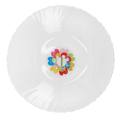 9.5" Opal Ware Spin Soup Plate Soup Plates Pasta Plates | plate with playful Classic decoration | Ideal for Soup, Desserts, Ice Cream & More (White)