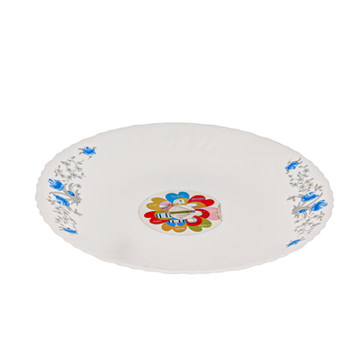 Royalford RF5679 9.5" Opal Ware Dinner Plate - Meal Plates Pasta Rice Plate | Plate with Classic Design | Ideal for Rice, Desserts, Soup & More