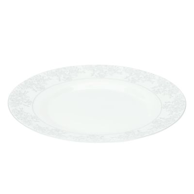 Royalford Velvett Collection 8" Area Grey Quarter Plate- RF11747| Premium-Quality Opalware, Light-Weight and Food-Grade Plate with Elegant Floral Design| Perfect for Serving and Eating Food| Dishwasher-Safe and Freezer-Safe| White and Grey