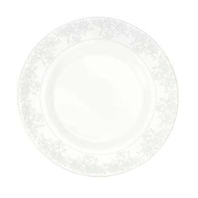 Royalford Velvett Collection 8" Area Grey Quarter Plate- RF11747| Premium-Quality Opalware, Light-Weight and Food-Grade Plate with Elegant Floral Design| Perfect for Serving and Eating Food| Dishwasher-Safe and Freezer-Safe| White and Grey