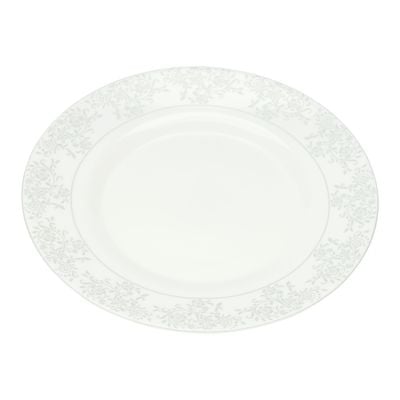 Royalford Velvett Collection 8" Area Grey Quarter Plate- RF11747| Premium-Quality Opalware, Light-Weight and Food-Grade Plate with Elegant Floral Design| Perfect for Serving and Eating Food| Dishwasher-Safe and Freezer-Safe| White and Grey