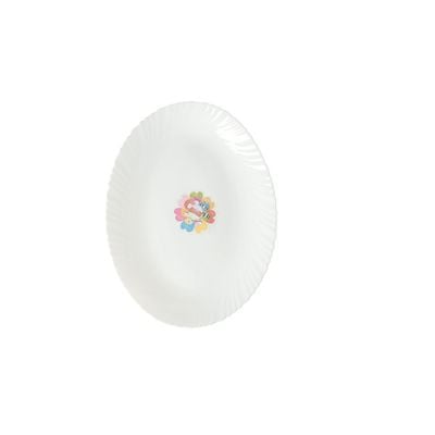 14" Opal Ware Oval Plate - Pasta Plates | plate with playful Classic decoration, dishwasher safe | Dishwasher Safe | Ideal for Soup, Desserts, Ice Cream & More (Spin White)