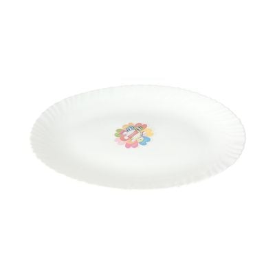 14" Opal Ware Oval Plate - Pasta Plates | plate with playful Classic decoration, dishwasher safe | Dishwasher Safe | Ideal for Soup, Desserts, Ice Cream & More (Spin White)