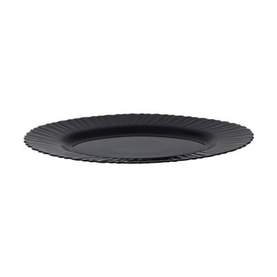 Royalford 13" Opalware Oval Plate- RF11900/ Black-Wave Series, Elegant Color/ Perfect for Serving Rice, Noodles, Pasta, Salad/ Lightweight Dinnerware, Serveware, Dishwasher-Safe and Microwave Safe / Black