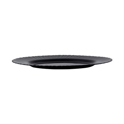 Royalford 13" Opalware Oval Plate- RF11900/ Black-Wave Series, Elegant Color/ Perfect for Serving Rice, Noodles, Pasta, Salad/ Lightweight Dinnerware, Serveware, Dishwasher-Safe and Microwave Safe / Black
