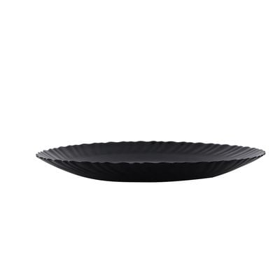 Royalford 10.5" Opalware Dinner Plate- RF11901/ Black-Wave Series, Elegant Color/ Perfect for Entrees, Pasta, Salads, Desserts, Sandwiches Steaks, Main Course Meals/ Lightweight Dinnerware, Serveware, Dishwasher-Safe and Microwave Safe / Black