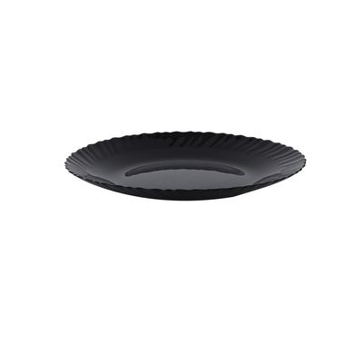 Royalford 10.5" Opalware Dinner Plate- RF11901/ Black-Wave Series, Elegant Color/ Perfect for Entrees, Pasta, Salads, Desserts, Sandwiches Steaks, Main Course Meals/ Lightweight Dinnerware, Serveware, Dishwasher-Safe and Microwave Safe / Black