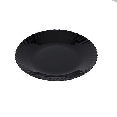 Royalford 10.5" Opalware Dinner Plate- RF11901/ Black-Wave Series, Elegant Color/ Perfect for Entrees, Pasta, Salads, Desserts, Sandwiches Steaks, Main Course Meals/ Lightweight Dinnerware, Serveware, Dishwasher-Safe and Microwave Safe / Black