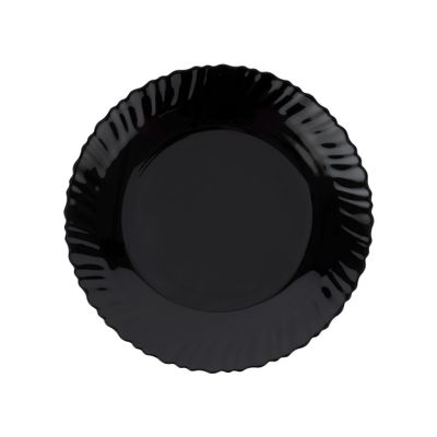 Royalford 10.5" Opalware Dinner Plate- RF11901/ Black-Wave Series, Elegant Color/ Perfect for Entrees, Pasta, Salads, Desserts, Sandwiches Steaks, Main Course Meals/ Lightweight Dinnerware, Serveware, Dishwasher-Safe and Microwave Safe / Black