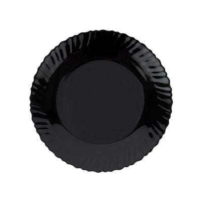 Royalford 10.5" Opalware Dinner Plate- RF11901/ Black-Wave Series, Elegant Color/ Perfect for Entrees, Pasta, Salads, Desserts, Sandwiches Steaks, Main Course Meals/ Lightweight Dinnerware, Serveware, Dishwasher-Safe and Microwave Safe / Black