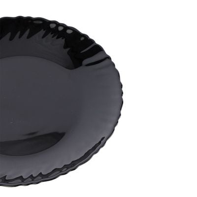 Royalford 7.5" Opalware Flat Plate- RF11902/ Black-Wave Series, Elegant Color/ Perfect for Entrees, Pasta, Salads, Desserts, Sandwiches, Steaks, Main Course Meals/ Lightweight Flatware, Serveware, Dishwasher-Safe and Microwave Safe / Black