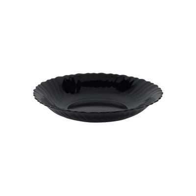 Royalford 8.5" Opalware Soup Plate- RF11904/ Black-Wave Series, Elegant Color/ Perfect for Serving and Eating Soups / Lightweight, Serveware, Dishwasher-Safe and Microwave Safe/ Black 