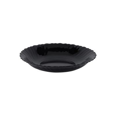 Royalford 8.5" Opalware Soup Plate- RF11904/ Black-Wave Series, Elegant Color/ Perfect for Serving and Eating Soups / Lightweight, Serveware, Dishwasher-Safe and Microwave Safe/ Black 