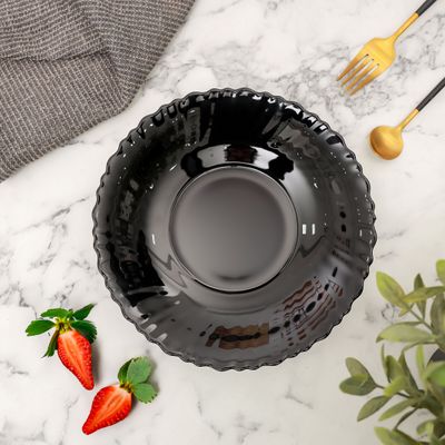 Royalford 8.5" Opalware Soup Plate- RF11904/ Black-Wave Series, Elegant Color/ Perfect for Serving and Eating Soups / Lightweight, Serveware, Dishwasher-Safe and Microwave Safe/ Black 