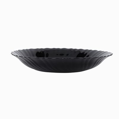 Royalford 8.5" Opalware Soup Plate- RF11904/ Black-Wave Series, Elegant Color/ Perfect for Serving and Eating Soups / Lightweight, Serveware, Dishwasher-Safe and Microwave Safe/ Black 