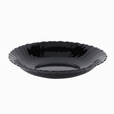 Royalford 8.5" Opalware Soup Plate- RF11904/ Black-Wave Series, Elegant Color/ Perfect for Serving and Eating Soups / Lightweight, Serveware, Dishwasher-Safe and Microwave Safe/ Black 