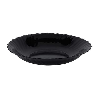 Royalford 8.5" Opalware Soup Plate- RF11904/ Black-Wave Series, Elegant Color/ Perfect for Serving and Eating Soups / Lightweight, Serveware, Dishwasher-Safe and Microwave Safe/ Black 