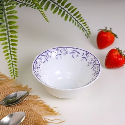 Royalford 4.5" Opalware Soup Bowl- RF12237| White Bowl with Elegant Floral Print| Non-Toxic and Hygienic, Food-Grade Material| Dishwasher and Microwave Safe, Perfect for Serving Soup, Noodles, Snacks, Etc.