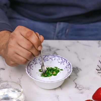 Royalford 4.5" Opalware Soup Bowl- RF12237| White Bowl with Elegant Floral Print| Non-Toxic and Hygienic, Food-Grade Material| Dishwasher and Microwave Safe, Perfect for Serving Soup, Noodles, Snacks, Etc.