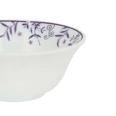 Royalford 4.5" Opalware Soup Bowl- RF12237| White Bowl with Elegant Floral Print| Non-Toxic and Hygienic, Food-Grade Material| Dishwasher and Microwave Safe, Perfect for Serving Soup, Noodles, Snacks, Etc.