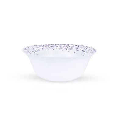 Royalford 4.5" Opalware Soup Bowl- RF12237| White Bowl with Elegant Floral Print| Non-Toxic and Hygienic, Food-Grade Material| Dishwasher and Microwave Safe, Perfect for Serving Soup, Noodles, Snacks, Etc.