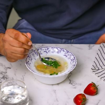 Royalford 6" Opalware Soup Bowl- RF12236| White Bowl with Elegant Floral Print| Non-Toxic and Hygienic, Food-Grade Material| Dishwasher and Microwave Safe, Perfect for Serving Soup, Noodles, Snacks, Etc.