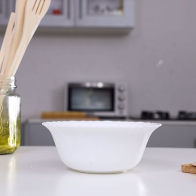 Royalford 6-inch Opal Ware Spin Bowl, Serving Bowl, RF4529 | Bowl for Breakfast Cereal Dessert | Dishwasher Safe | Ideal for Rice, Pasta, Deserts, Ice-Cream & More (White)