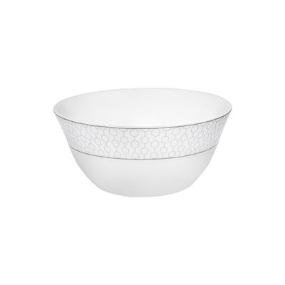 Royalford Velvett Collection 4" Stella White Salad Bowl- RF11755| Premium-Quality Opalware, Light-Weight and Food-Grade Bowl with Elegant Hexagonal Design| Perfect for Serving Salads, Soup, Snacks, Dips| Dishwasher-Safe and Freezer-Safe| White