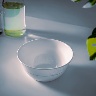 Royalford Velvett Collection 4" Stella White Salad Bowl- RF11755| Premium-Quality Opalware, Light-Weight and Food-Grade Bowl with Elegant Hexagonal Design| Perfect for Serving Salads, Soup, Snacks, Dips| Dishwasher-Safe and Freezer-Safe| White